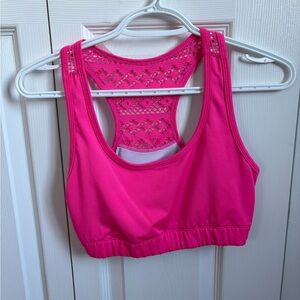 Vibrant Pink Lace Racerback Sports Bra